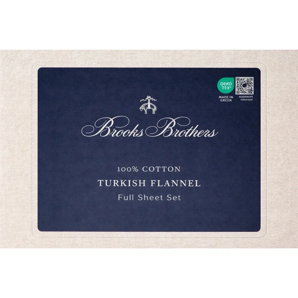 New Brooks Brothers Luxury Turkish‎ Cotton Flannel Sheet Set Off White Size Full
